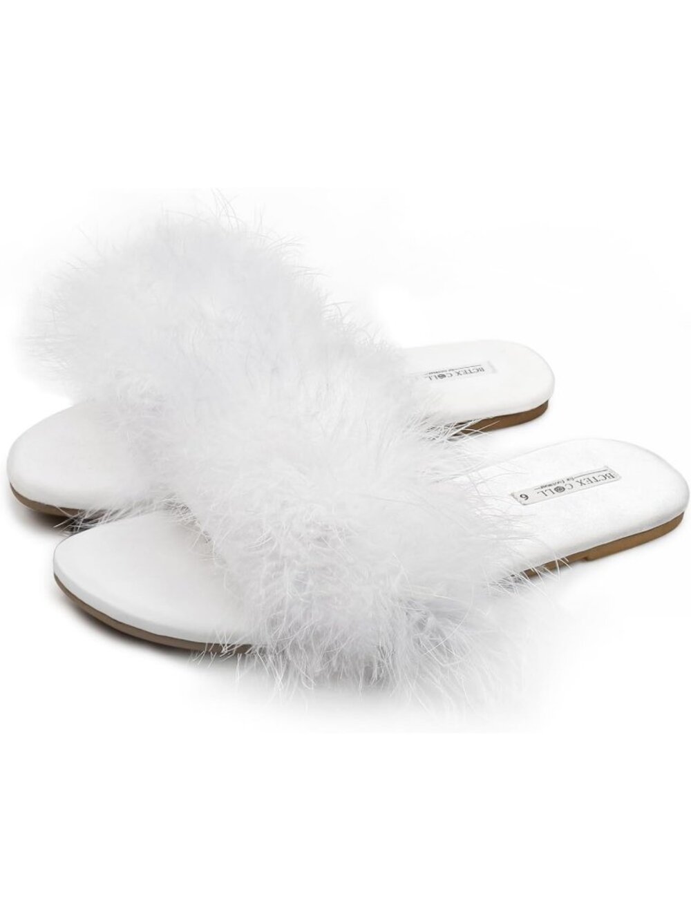 Women's White Memory Foam Fuzzy Fluffy Open Toe Slip-On Indoor House Slippers